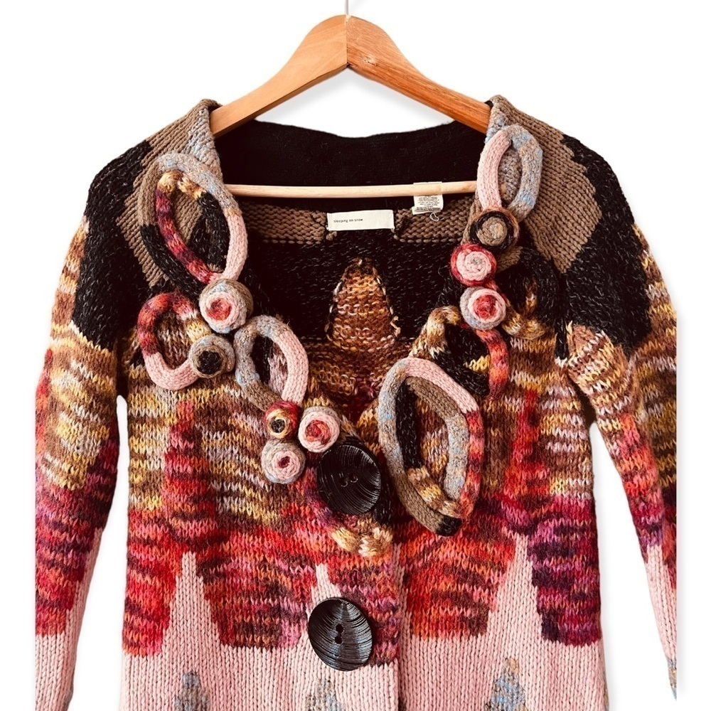 ANTHROPOLOGIE SLEEPING ON SNOW Loops & Angles Knit Cozycore Cardigan Size S - Picture 7 of 11